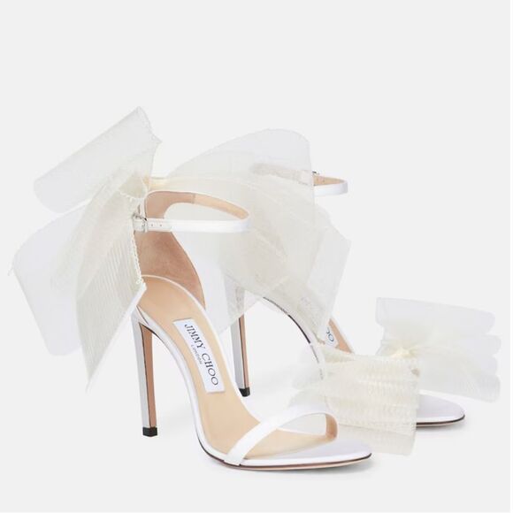 Jimmy Choo Aveline bow detail sandals size 37.5 - Picture 1 of 16